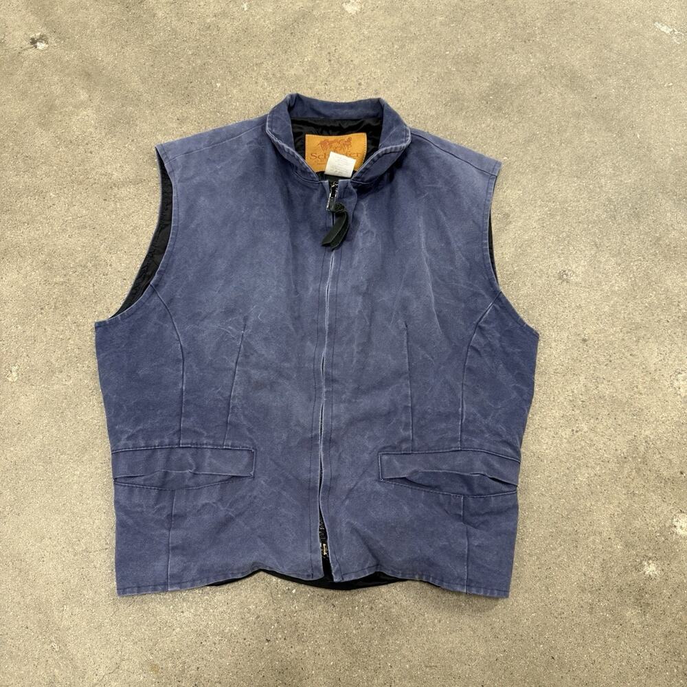 Vintage Schaefer Outfitter Full Zip Canvas Western Work Blue Vest USA Medium
